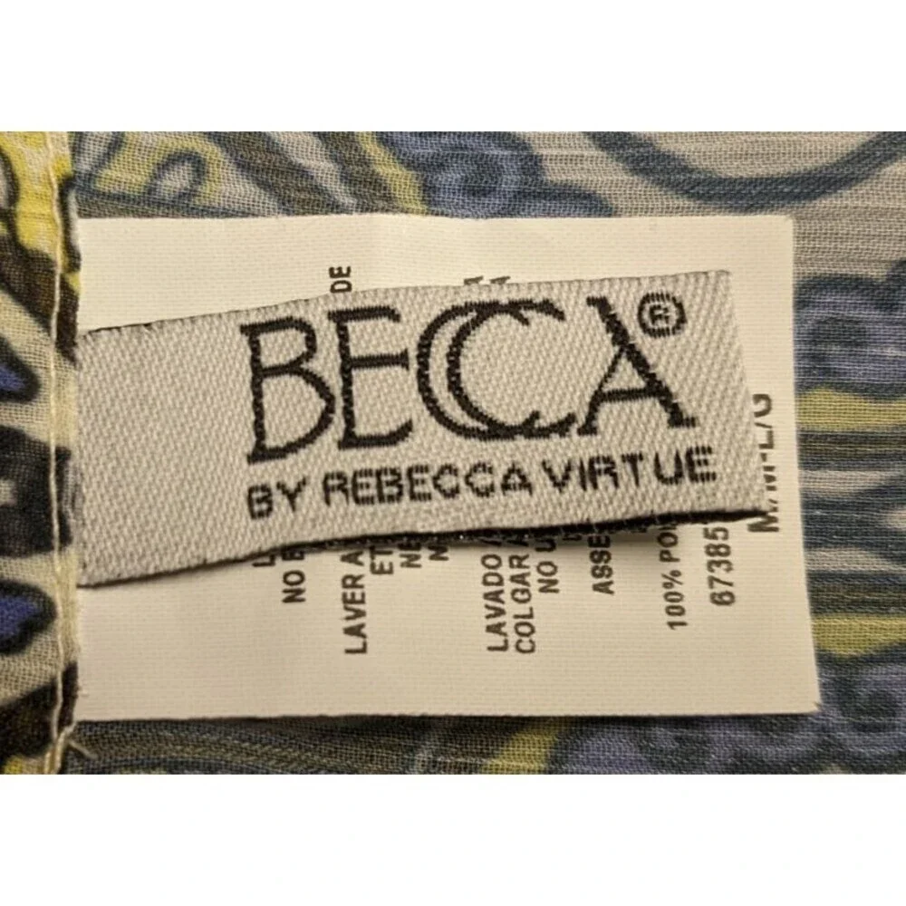 Women's BECCA By Rebecca Virtue Floral Print Crochet Trim Swim Cover M/L - Picture 7 of 8